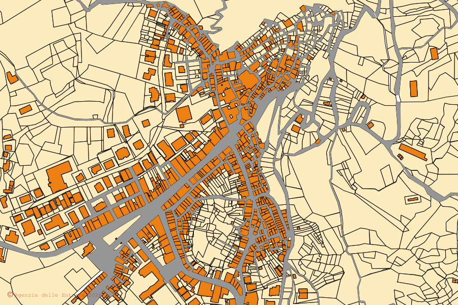 Mappa catastale del centro di Gissi: particelle e fabbricati, cartografia Agenzia delle Entrate