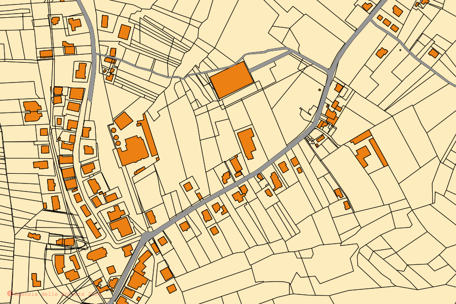 Mappa catastale del centro di Giuliano Teatino: particelle e fabbricati, cartografia Agenzia delle Entrate