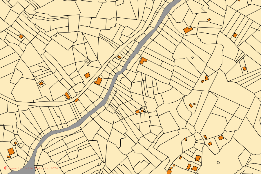 Mappa catastale del centro di Godrano: particelle e fabbricati, cartografia Agenzia delle Entrate