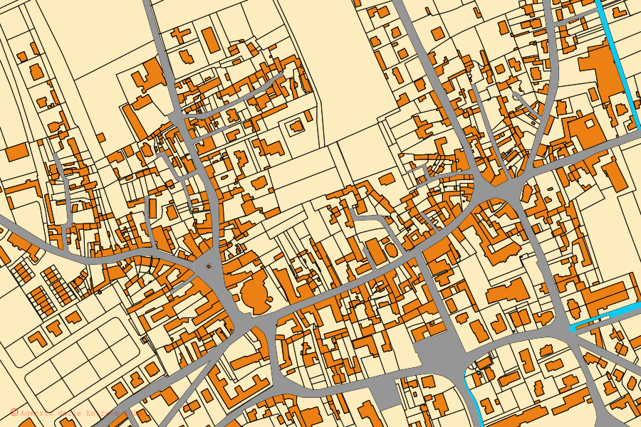 Mappa catastale del centro di Gonars: particelle e fabbricati, cartografia Agenzia delle Entrate
