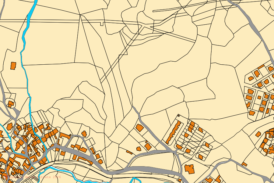 Mappa catastale del centro di Gonnosnò: particelle e fabbricati, cartografia Agenzia delle Entrate