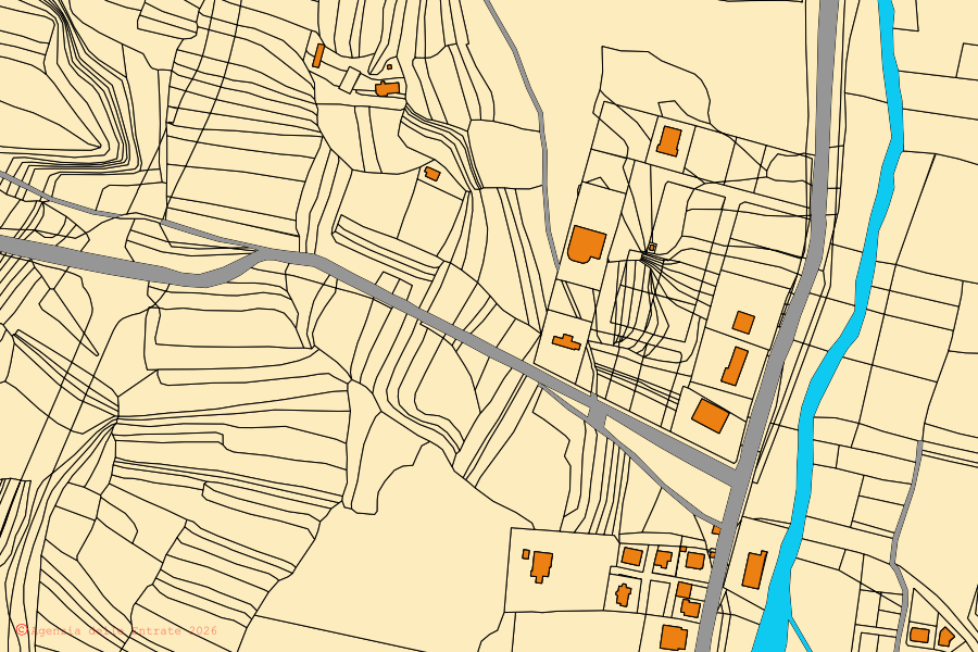 Mappa catastale del centro di Gonnostramatza: particelle e fabbricati, cartografia Agenzia delle Entrate