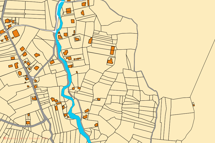 Mappa catastale del centro di Gorga: particelle e fabbricati, cartografia Agenzia delle Entrate