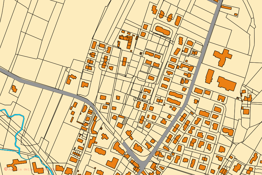 Mappa catastale del centro di Gorgo al Monticano: particelle e fabbricati, cartografia Agenzia delle Entrate