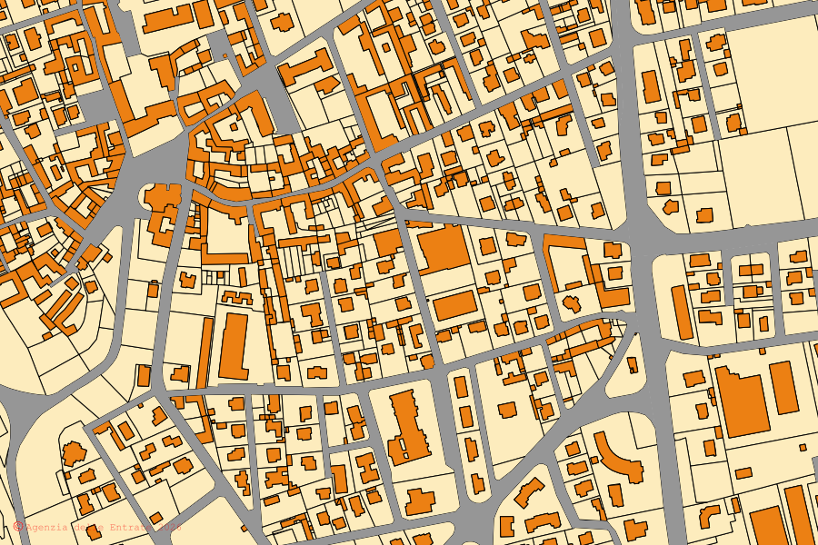 Mappa catastale del centro di Gorla Maggiore: particelle e fabbricati, cartografia Agenzia delle Entrate