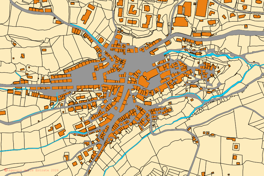 Mappa catastale del centro di Gradoli: particelle e fabbricati, cartografia Agenzia delle Entrate