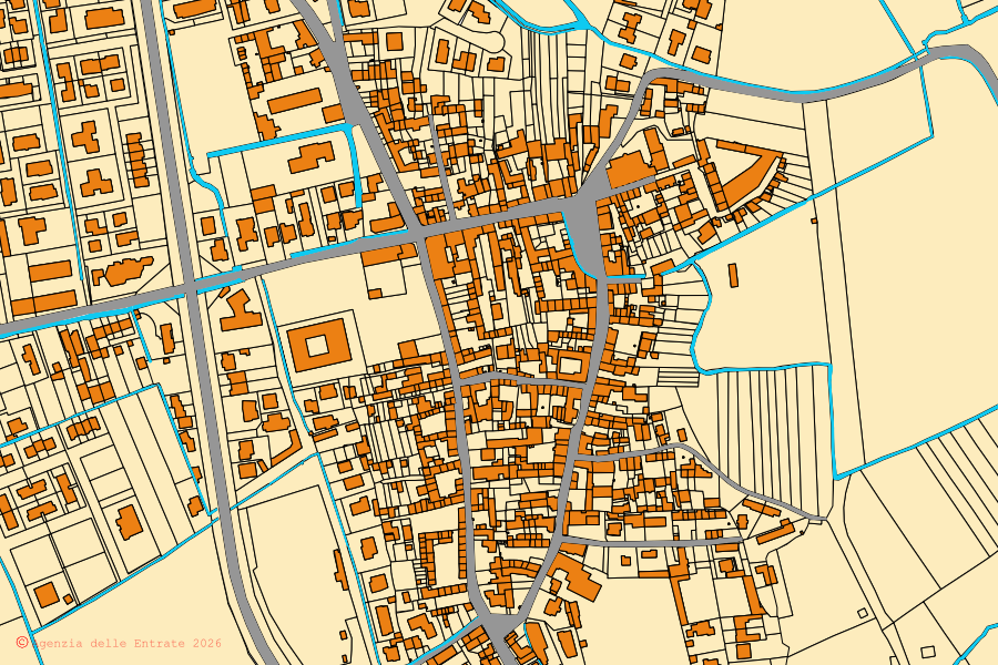 Mappa catastale del centro di Graffignana: particelle e fabbricati, cartografia Agenzia delle Entrate