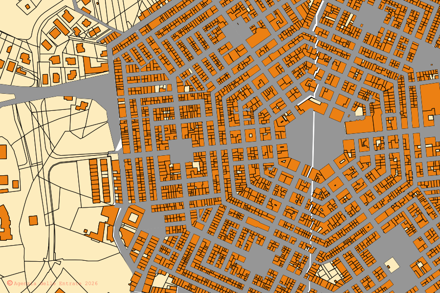 Mappa catastale del centro di Grammichele: particelle e fabbricati, cartografia Agenzia delle Entrate