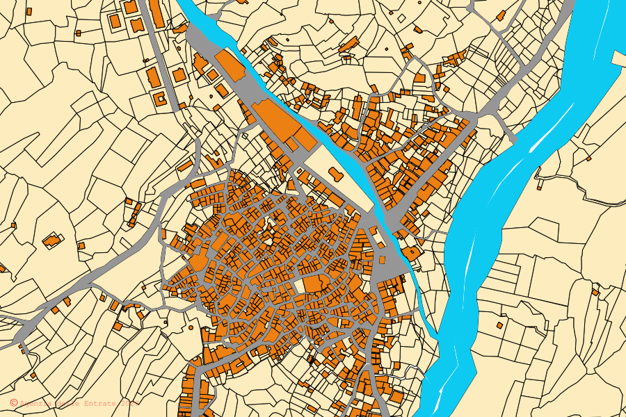 Mappa catastale del centro di Graniti: particelle e fabbricati, cartografia Agenzia delle Entrate