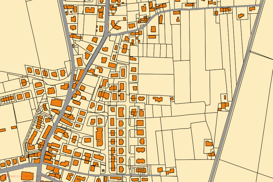 Mappa catastale del centro di Granze: particelle e fabbricati, cartografia Agenzia delle Entrate