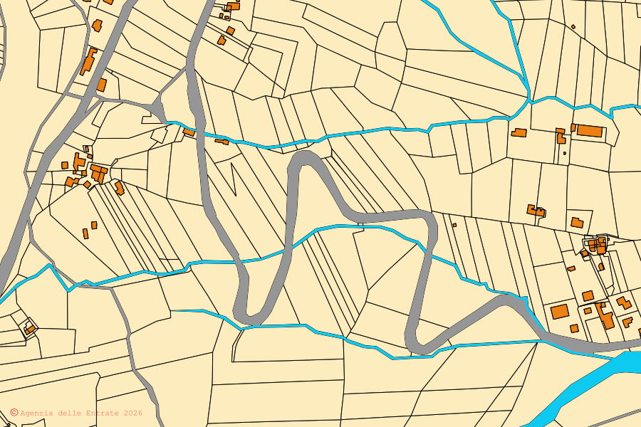 Mappa catastale del centro di Greccio: particelle e fabbricati, cartografia Agenzia delle Entrate