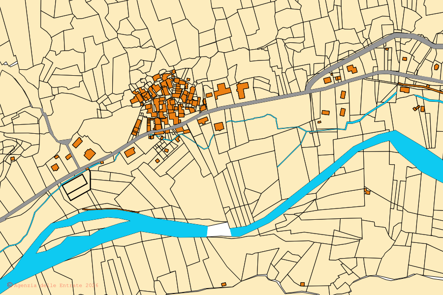 Mappa catastale del centro di Groscavallo: particelle e fabbricati, cartografia Agenzia delle Entrate