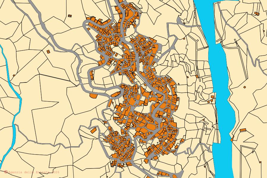 Mappa catastale del centro di Grotteria: particelle e fabbricati, cartografia Agenzia delle Entrate