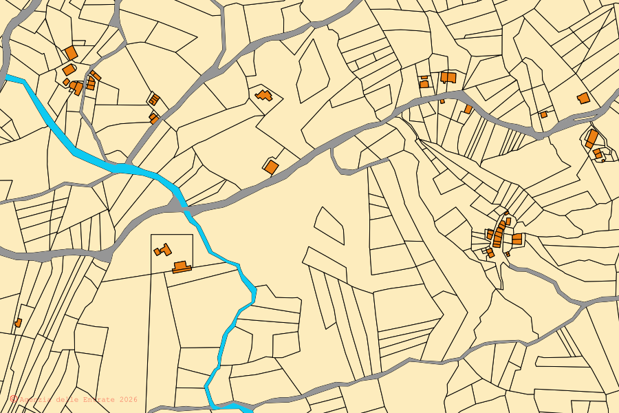 Mappa catastale del centro di Guardiaregia: particelle e fabbricati, cartografia Agenzia delle Entrate