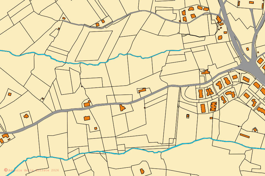 Mappa catastale del centro di Guardistallo: particelle e fabbricati, cartografia Agenzia delle Entrate
