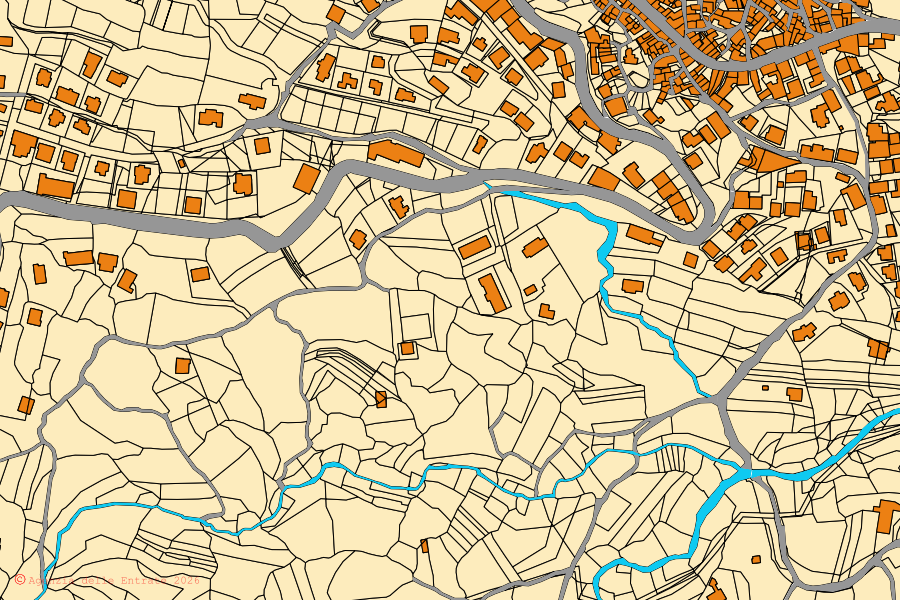 Mappa catastale del centro di Ilbono: particelle e fabbricati, cartografia Agenzia delle Entrate
