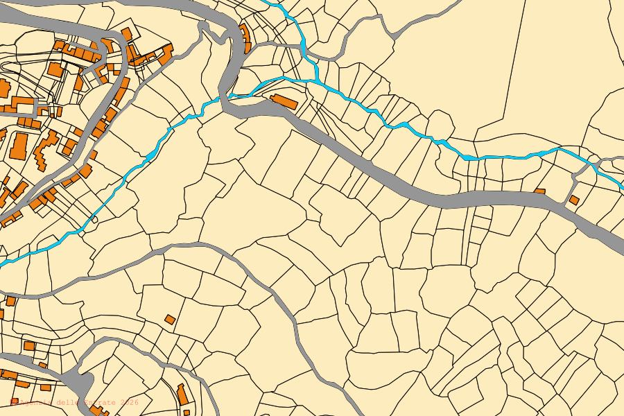 Mappa catastale del centro di Illorai: particelle e fabbricati, cartografia Agenzia delle Entrate