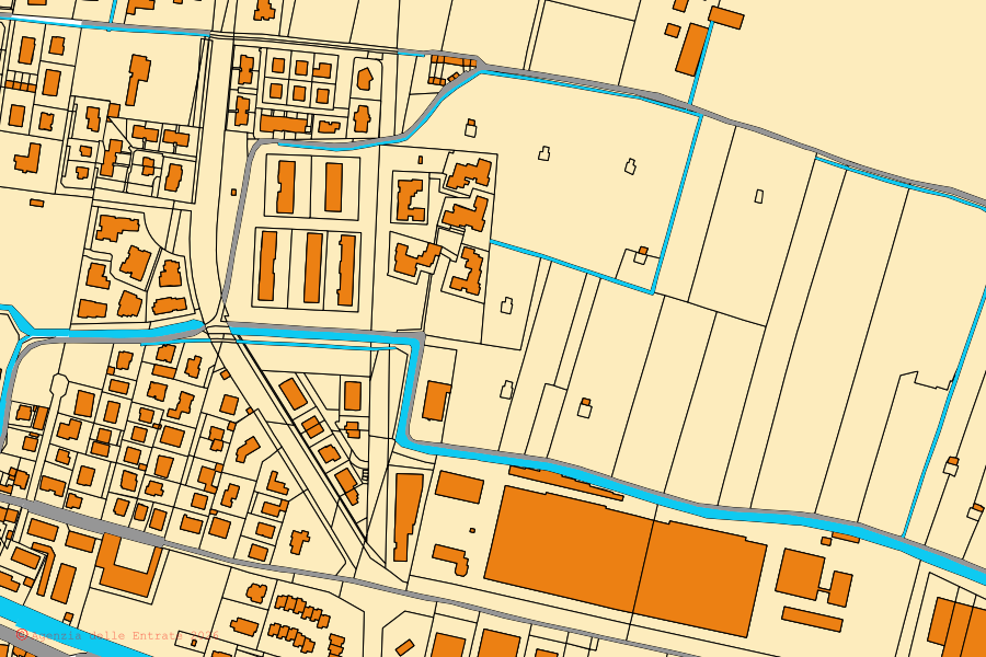 Mappa catastale del centro di Inzago: particelle e fabbricati, cartografia Agenzia delle Entrate