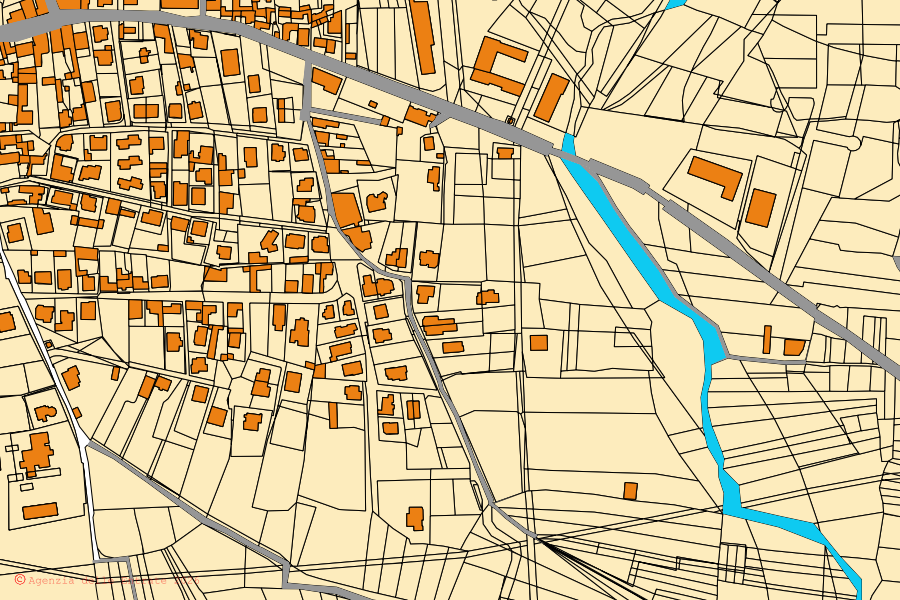 Mappa catastale del centro di Irgoli: particelle e fabbricati, cartografia Agenzia delle Entrate