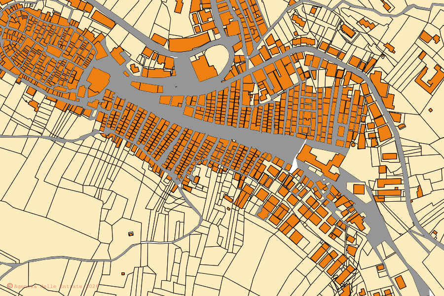Mappa catastale del centro di Ischitella: particelle e fabbricati, cartografia Agenzia delle Entrate