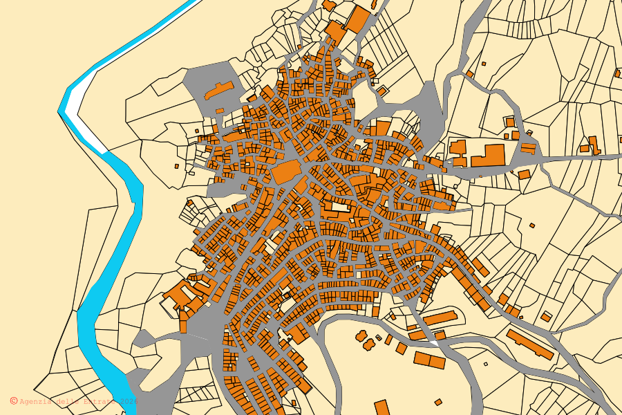 Mappa catastale del centro di Isnello: particelle e fabbricati, cartografia Agenzia delle Entrate