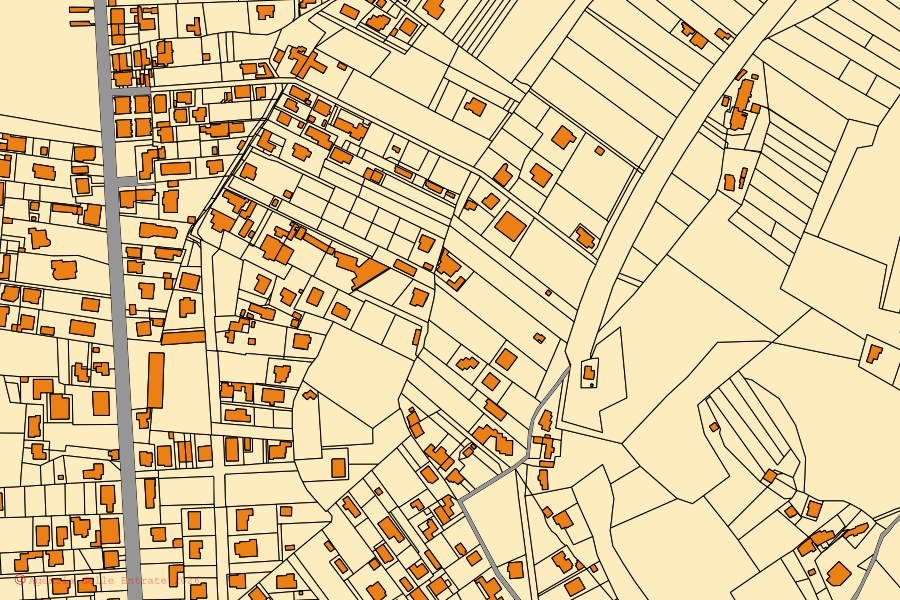 Mappa catastale del centro di Isola del Liri: particelle e fabbricati, cartografia Agenzia delle Entrate