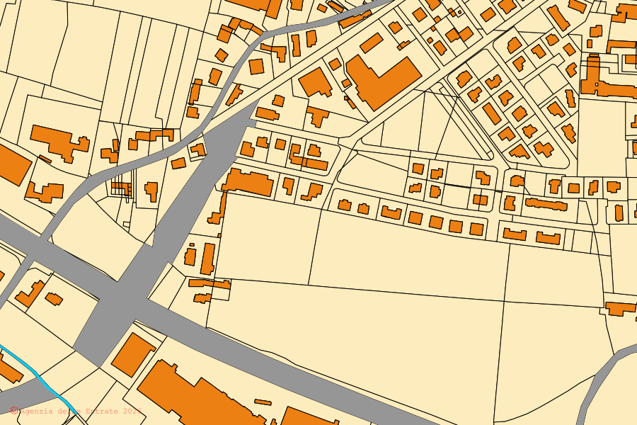 Mappa catastale del centro di Isola Rizza: particelle e fabbricati, cartografia Agenzia delle Entrate