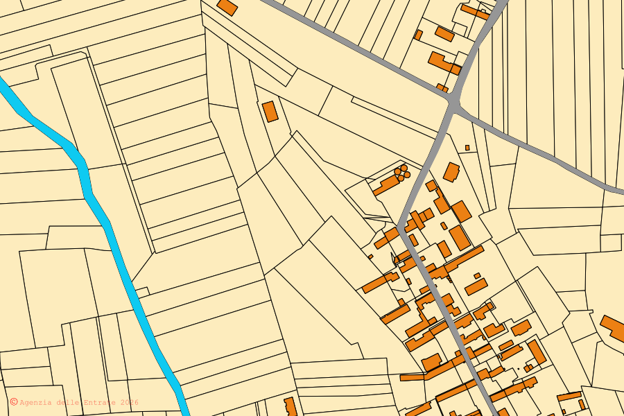 Mappa catastale del centro di Isolabella: particelle e fabbricati, cartografia Agenzia delle Entrate