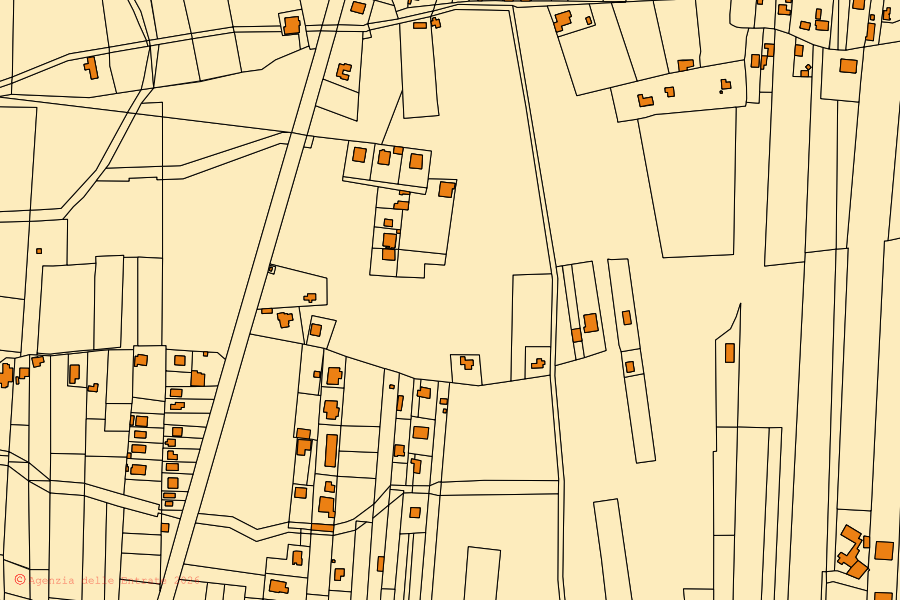 Mappa catastale del centro di Ispica: particelle e fabbricati, cartografia Agenzia delle Entrate