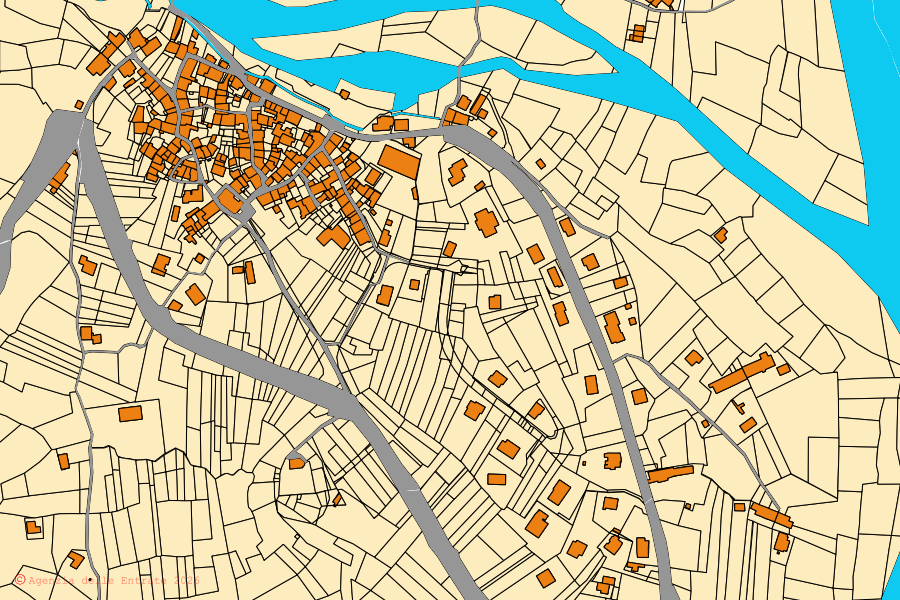 Mappa catastale del centro di Issiglio: particelle e fabbricati, cartografia Agenzia delle Entrate