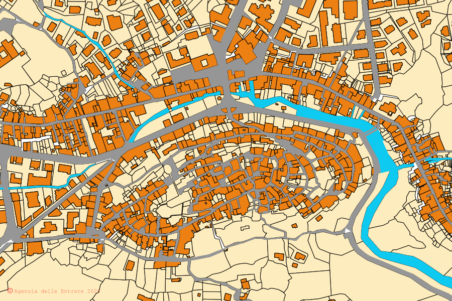 Mappa catastale del centro di Itri: particelle e fabbricati, cartografia Agenzia delle Entrate
