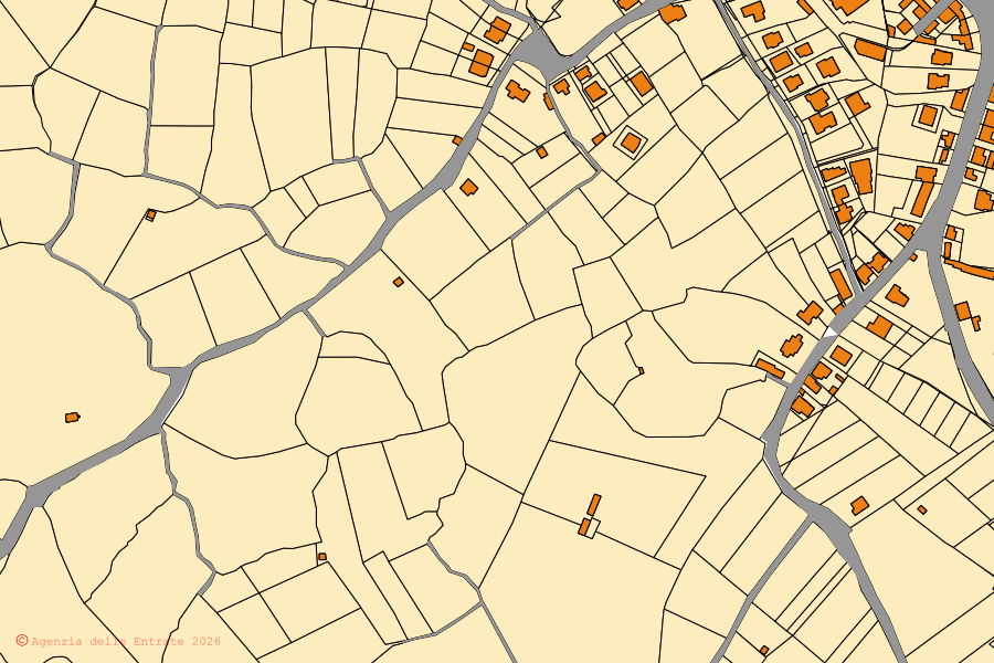 Mappa catastale del centro di Ittireddu: particelle e fabbricati, cartografia Agenzia delle Entrate