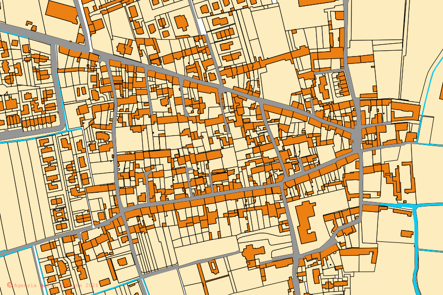 Mappa catastale del centro di Izano: particelle e fabbricati, cartografia Agenzia delle Entrate