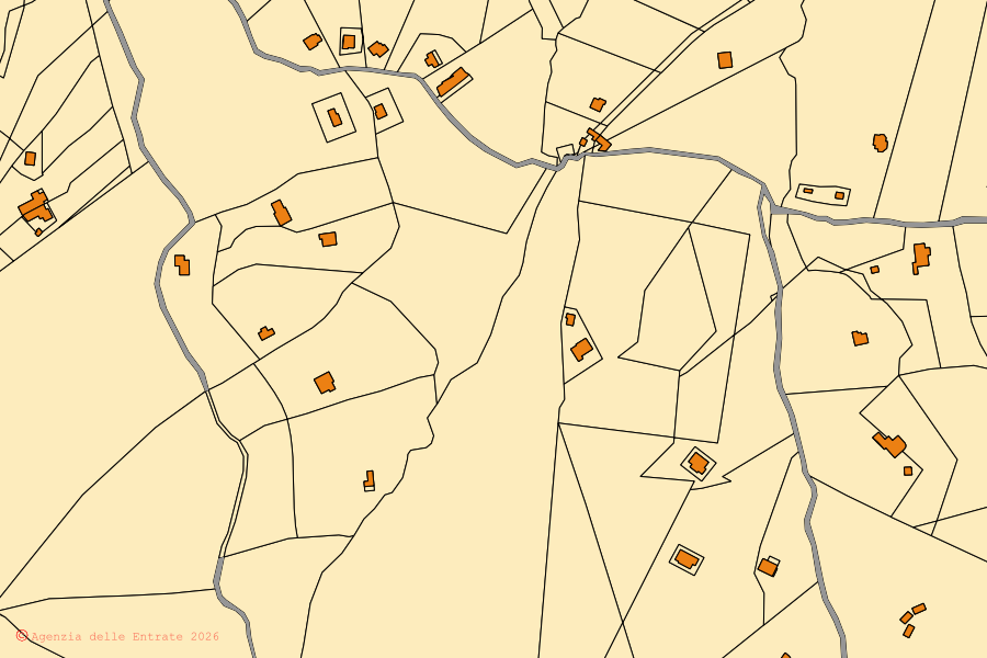 Mappa catastale del centro di Jerzu: particelle e fabbricati, cartografia Agenzia delle Entrate