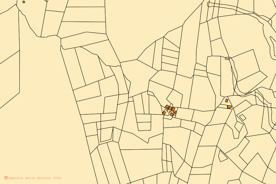 Mappa catastale del centro di Jovençan: particelle e fabbricati, cartografia Agenzia delle Entrate