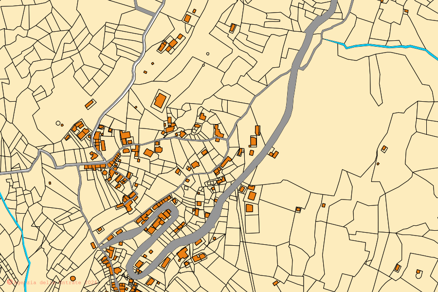 Mappa catastale del centro di Lago: particelle e fabbricati, cartografia Agenzia delle Entrate