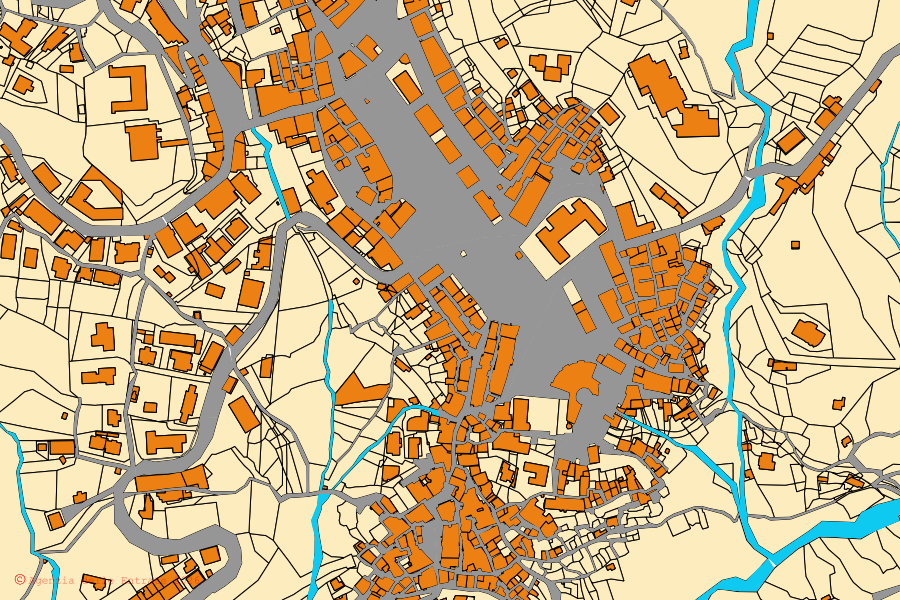 Mappa catastale del centro di Lagonegro: particelle e fabbricati, cartografia Agenzia delle Entrate