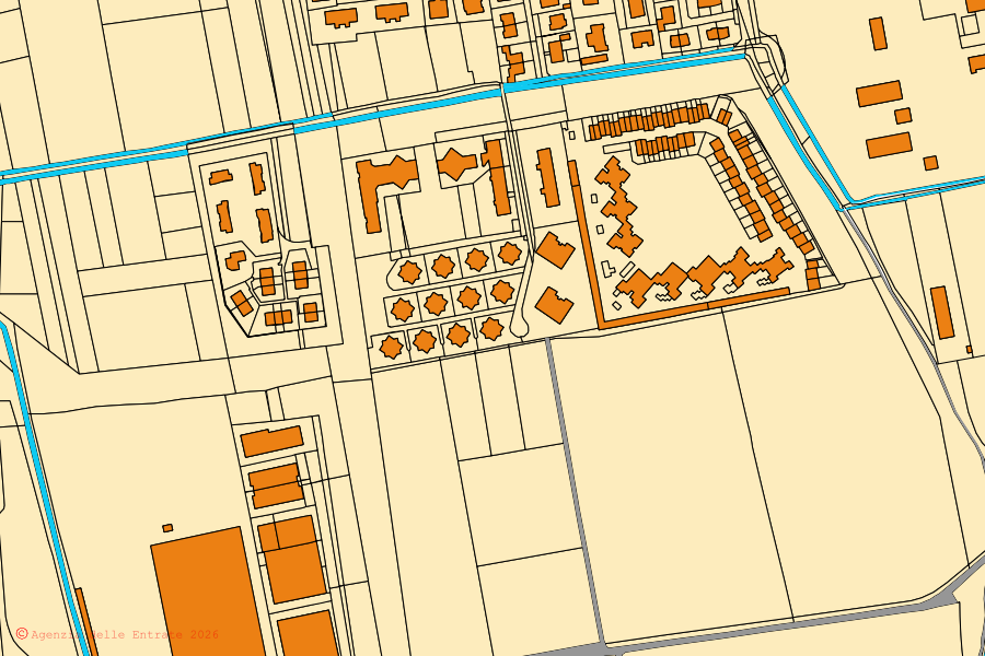 Mappa catastale del centro di Lainate: particelle e fabbricati, cartografia Agenzia delle Entrate