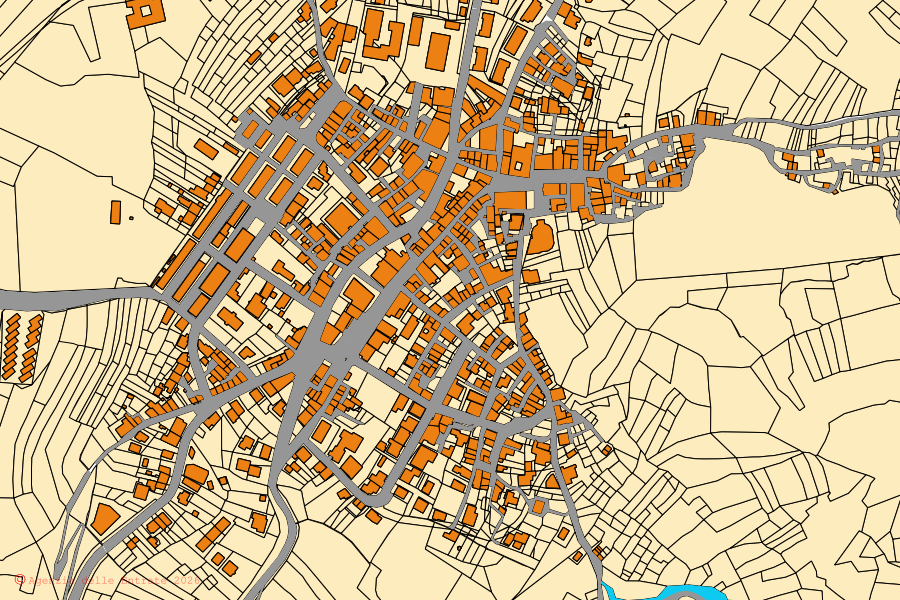 Mappa catastale del centro di Lama dei Peligni: particelle e fabbricati, cartografia Agenzia delle Entrate