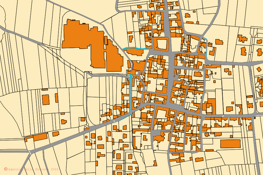 Mappa catastale del centro di Landiona: particelle e fabbricati, cartografia Agenzia delle Entrate