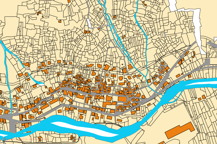 Mappa catastale del centro di Lanzada: particelle e fabbricati, cartografia Agenzia delle Entrate