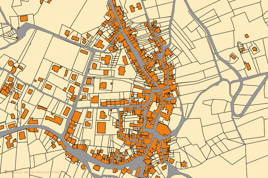 Mappa catastale del centro di Lapio: particelle e fabbricati, cartografia Agenzia delle Entrate