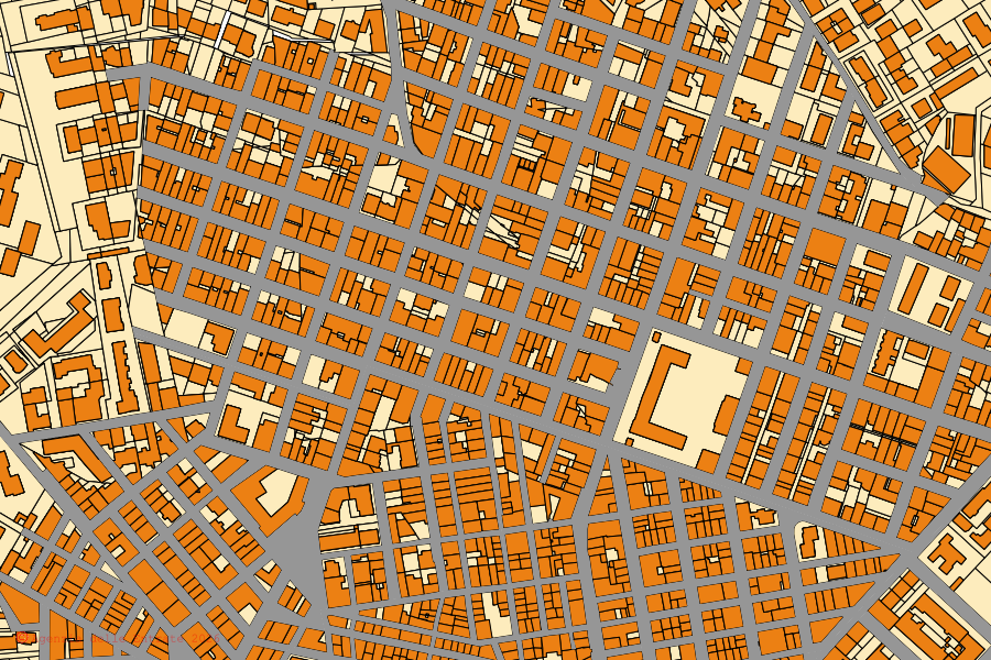 Mappa catastale del centro di Laterza: particelle e fabbricati, cartografia Agenzia delle Entrate