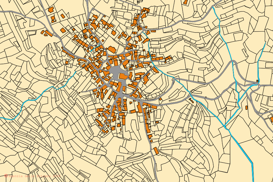 Mappa catastale del centro di Lauco: particelle e fabbricati, cartografia Agenzia delle Entrate