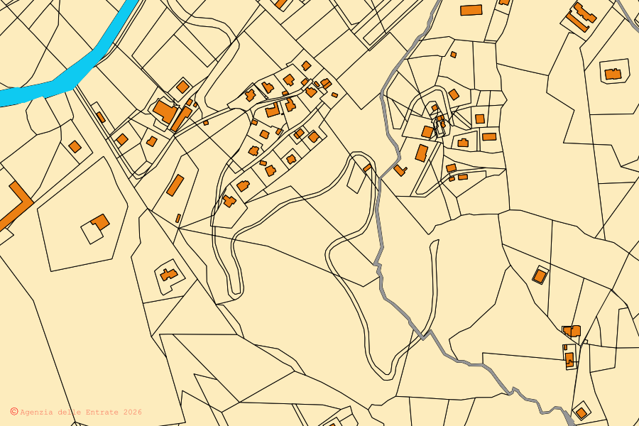 Mappa catastale del centro di Laureana Cilento: particelle e fabbricati, cartografia Agenzia delle Entrate