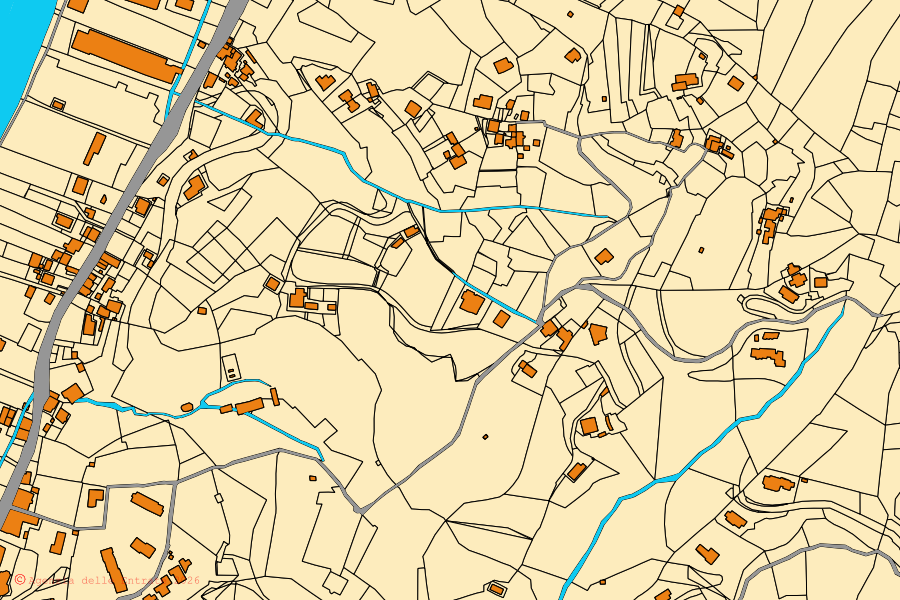 Mappa catastale del centro di Lavagna: particelle e fabbricati, cartografia Agenzia delle Entrate