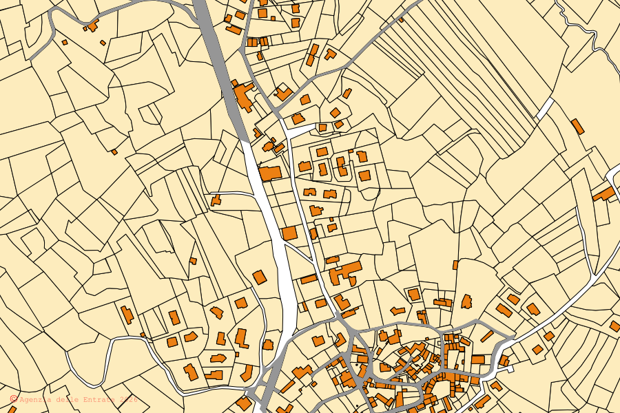 Mappa catastale del centro di Leggiuno: particelle e fabbricati, cartografia Agenzia delle Entrate