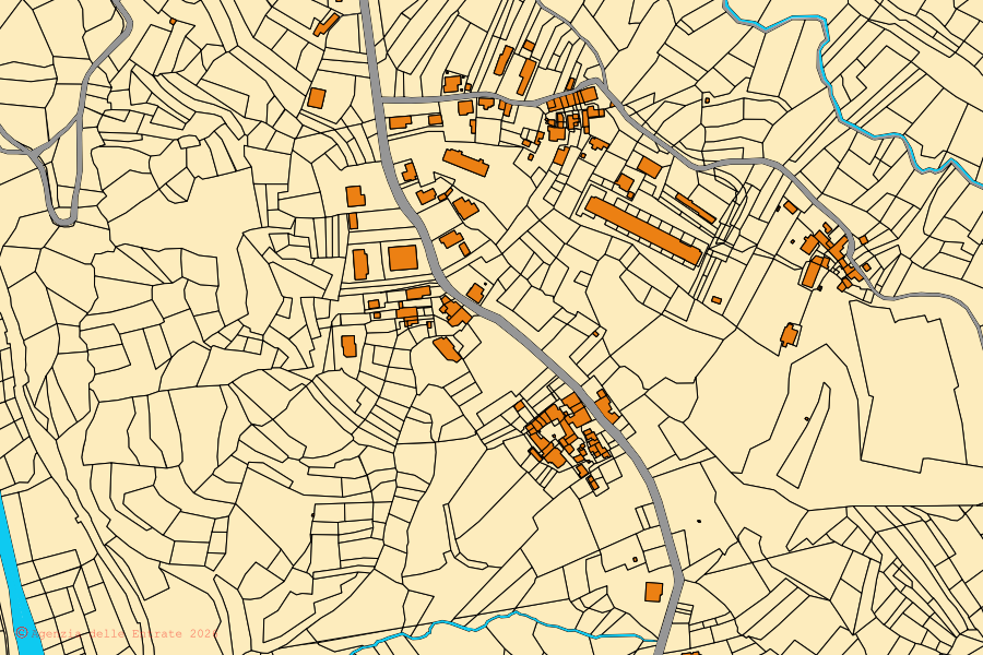 Mappa catastale del centro di Lessona: particelle e fabbricati, cartografia Agenzia delle Entrate