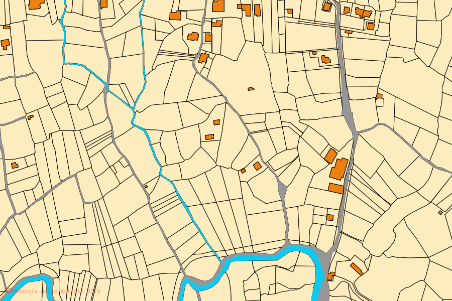 Mappa catastale del centro di Letino: particelle e fabbricati, cartografia Agenzia delle Entrate