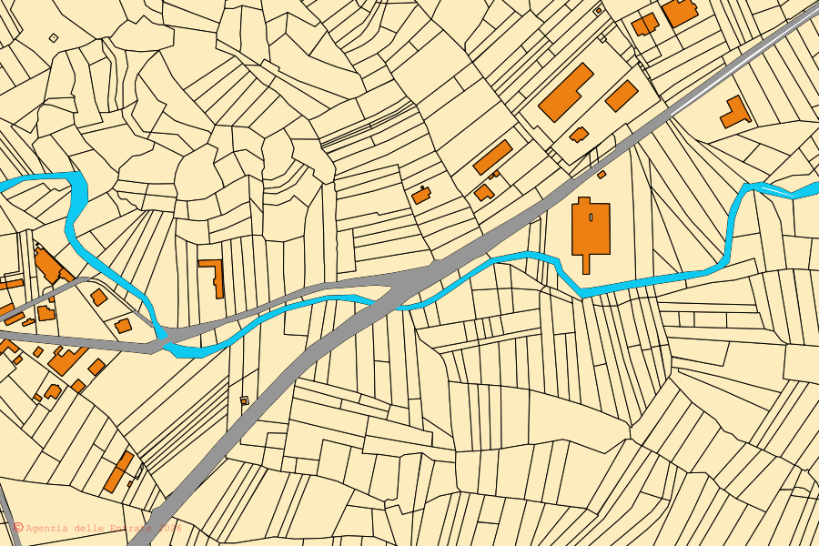 Mappa catastale del centro di Levone: particelle e fabbricati, cartografia Agenzia delle Entrate